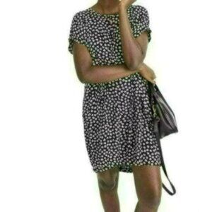 Madewell Easy Dress Women's Medium Black White Woven Floral Sheath Dress